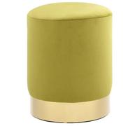 vidaXL Tabouret pouf repose-pied velours vert moutarde et doré 28 x 36 cm