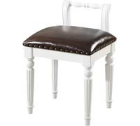 Tabouret Vintage en Bois Massif avec Dossier Bas, Revêtu De Similicuir Siège Élégant pour Coiffeuse Convient Aussi Au Piano, À L’entrée Ou comme Repose-Pieds Stable Et Rembourré(Metallic)