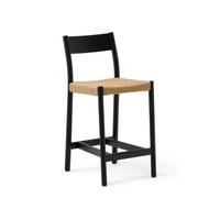 Tabouret Yalia avec dossier en chêne massif finition noire et assise en corde 100% FSC de 65 cm
