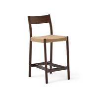 Tabouret Yalia avec dossier en chêne massif finition noyer et assise en corde 100% FSC de 65 cm