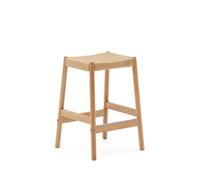 Tabouret Yalia en bois de chêne massif finition naturelle et corde, hauteur 65 cm FSC 100%