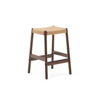 Tabouret Yalia en chêne massif finition noyer et corde, hauteur 65 cm FSC 100%