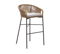 Tabouret Yanet en corde beige, hauteur 80 cm