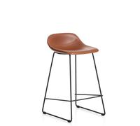 Tabouret Zahara en polyuréthane marron avec pieds en acier finition noire, 76 cm, certifié FSC 100 %