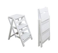 Tabourets à échelle en Bois, escabeau Blanc Pliant à 3 marches, escabeau Multifonction Pliable, Chaise d'escalier, échelles pour Cuisine, Bureau, bibliothèque