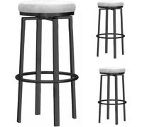 Tabourets à Hauteur comptoir Cuisine îlot pivotant en Velours Bouts Bar îles rembourrées Cuisines de pub Petit déjeuner Tabouret Grand, po (Blanc, 75 cm)