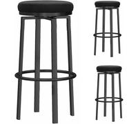 Tabourets à Hauteur comptoir Cuisine îlot pivotant en Velours Bouts Bar îles rembourrées Cuisines de pub Petit-déjeuner Tabouret Grand, po (Noir, 75 cm)