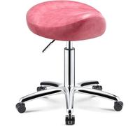 Tabourets à Selle Roulante Salons De Beauté Salons De Beauté Spa Chaises Pivotantes De Travail avec Siège en PU Et Roues Bilatérales, Réglable en Hauteur 36-50 Cm, Pink, One Size