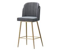 Tabourets Bar 1PCS 65cm Velvet High Stool Modern Counter Height Stools with Back and Footrest Island Stools Chair with Gold Metal Base for Counter Bar(Grey)