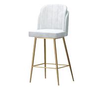 Tabourets Bar 1PCS 65cm Velvet High Stool Modern Counter Height Stools with Back and Footrest Island Stools Chair with Gold Metal Base for Counter Bar(White)