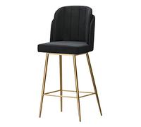 Tabourets Bar 1PCS 65cm Velvet High Stool Modern Counter Height Stools with Back and Footrest Island Stools Chair with Gold Metal Base for Counter Bar(Black)