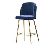 Tabourets Bar 1PCS 65cm Velvet High Stool Modern Counter Height Stools with Back and Footrest Island Stools Chair with Gold Metal Base for Counter Bar(Blue)