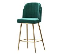 Tabourets Bar 1PCS 65cm Velvet High Stool Modern Counter Height Stools with Back and Footrest Island Stools Chair with Gold Metal Base for Counter Bar(Green)