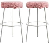 Tabourets Bar à Hauteur comptoir, Bartools rembourrés Lambsca, u201c Tabouret Cuisine avec Jambe en métal Repose-Pieds, Cuisines pour Un Petit déjeuner de l'île (Pink-2ps, 75 cm)