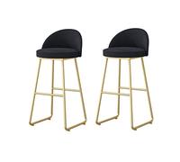 Tabourets Bar Bar Stool Set of 2, Modern Chairs Set of 2 Velvet Seat Back with Gold Metal Legs(Black,75cm Sitting Height)