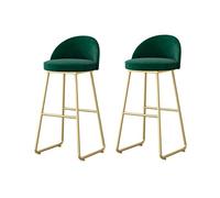 Tabourets Bar Bar Stool Set of 2, Modern Chairs Set of 2 Velvet Seat Back with Gold Metal Legs(Green,75cm Sitting Height)