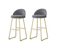Tabourets Bar Bar Stool Set of 2, Modern Chairs Set of 2 Velvet Seat Back with Gold Metal Legs(Grey,65cm Sitting Height)