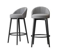 Tabourets Bar Chairs Modern Velvet Set of 2 Elegant with Backrest and Footrest Tall Chairs with Black Metal Legs for Island Bar Dining Room and, Height 45/50/5