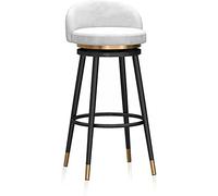 Tabourets Bar Comptoir Moderne for îlot de Cuisine, Tabouret Haut pivotant en Velours, chaises de Bar, Rotation à 360 degrés, Chaise de Petit-déjeuner avec Repose-Pieds 330(65cm(25.6 inch),White)