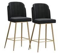 Tabourets Bar Counter Height Set of 2, Velvet High Stool with Back and Footrest, Modern s for Bar/Coffee(Black)