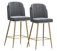 Tabourets Bar Counter Height Set of 2, Velvet High Stool with Back and Footrest, Modern s for Bar/Coffee(Grey)