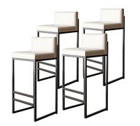 Tabourets Bar Ensemble de 1/2/3/4 Hauteur de comptoir S avec Dossier Repose-Pieds for Petit déjeuner Maison en Cuir PU siège à Base en métal 65 cm Gris