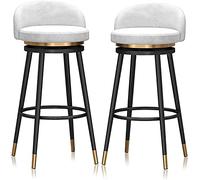 Tabourets Bar Ensemble de 2 tabourets de Bar industriels Vintage avec Dossier Bas - Tabouret pivotant Tabourets Modernes à Hauteur de comptoir - Îlot pivotant - Acier moulé