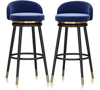 Tabourets Bar Ensemble de 2 tabourets de Bar industriels Vintage avec Dossier Bas - Tabouret pivotant Tabourets Modernes à Hauteur de comptoir - Îlot pivotant - Acier moulé