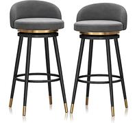 Tabourets Bar Ensemble de 2 tabourets de Bar industriels Vintage avec Dossier Bas - Tabouret pivotant Tabourets Modernes à Hauteur de comptoir - Îlot pivotant - Acier moulé