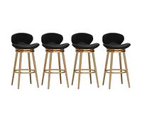 Tabourets bar Ensemble de 4 tabourets de bar en velours avec chaises à hauteur de comptoir for îlot de cuisine, repose-pieds de pub rembourré, siège de salle à manger fixe sans accoudoirs(Black,75cm)