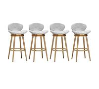 Tabourets bar Ensemble de 4 tabourets de bar en velours avec chaises à hauteur de comptoir for îlot de cuisine, repose-pieds de pub rembourré, siège de salle à manger fixe sans accoudoirs(White,75cm)
