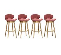 Tabourets bar Ensemble de 4 tabourets de bar en velours avec chaises à hauteur de comptoir for îlot de cuisine, repose-pieds de pub rembourré, siège de salle à manger fixe sans accoudoirs(Pink,65cm)