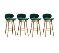 Tabourets bar Ensemble de 4 tabourets de bar en velours avec chaises à hauteur de comptoir for îlot de cuisine, repose-pieds de pub rembourré, siège de salle à manger fixe sans accoudoirs(Green,65cm)