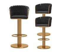 Tabourets Bar Ensemble Velvets chaises comptoir pivotant réglables avec Dos tissé pour îlot de Cuisine, Restauration, café, Hauteur réglable à cm, Rose (3 pcs Noir)