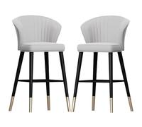 tabourets Bar Ensembles chaises Salle Manger rembourrées en Velours Doux avec dossiers, reproches, Tabouret comptoir à Petit déjeuner arrière pour îlot de Cuisine (Gris, cm '')