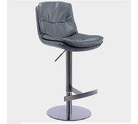 Tabourets Bar Modern Adjustable Swivel Counter Height Back Island PU Leather Titanium Black Brushed Stainless Steel with Heavy Solid Base,for Bar, Coffee Shop,(Grey)