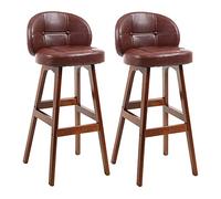 Tabourets Bar Modern Bar Stool Set of 2 Faux Leather Stool with Back with Wood Legs for Island Dining Room and(C,Seat Height 68cm)