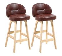 Tabourets Bar Modern Bar Stool Set of 2 Faux Leather Stool with Back with Wood Legs for Island Dining Room and(A,Seat Height 68cm)