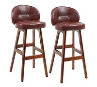 Tabourets Bar Modern Bar Stool Set of 2 Faux Leather Stool with Back with Wood Legs for Island Dining Room and(C,Seat Height 78cm)
