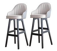 Tabourets Bar Modern Bar Stool Set of 2, Stool with Back, for Island Dining Room and, Faux Leather Seat, Black Wood Legs, Height 27/30in(Grey,Seat Height 78cm)
