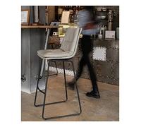 Tabourets Bar Modern Counter Height for, Armless with Black Metal Base for Dining Room PU Leather Counter Stools(Grey,Height 65cm)