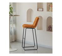 Tabourets Bar Modern Counter Height for, Armless with Black Metal Base for Dining Room PU Leather Counter Stools(Orange,Height 75cm)