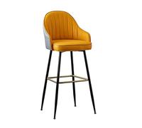 Tabourets Bar Modern PU Leather High Stool Chairs Leatherette Industrial Breakfast Chair Home Bar Bar Stool Black Metal Legs 1PC Orange/Grey(Orange,Height 73cm)