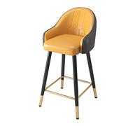 Tabourets Bar Modern Set of 2 with Armrest Backrest, PU Leather Seat and Metal Footrest and Base, for Breakfast Bar Counter Island Seat Height(B,Height 65cm)