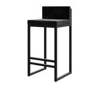 Tabourets Bar Modern Set of 4, 55cm Bar Height Stools with Low Back and Black Metal Frame, Velvet Island Stools for Home Pub, Black