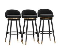 Tabourets Bar Modern Velvet Swivel Bar Stool with Back and Legs, High Chair for Bar, Seat Height 65/75 cm, Set of 3
