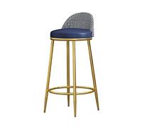 Tabourets Bar PU Leather with Back and Footrest 1PC Modern Height for Pub Coffee Home Dinning Seat Height 65cm(Blue,Height 75cm)