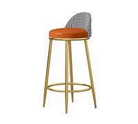 Tabourets Bar PU Leather with Back and Footrest 1PC Modern Height for Pub Coffee Home Dinning Seat Height 65cm(Orange,Height 65cm)