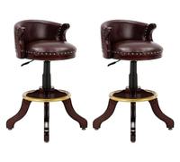 Tabourets Bar Repose-Pieds S tabourets Hauts ergonomiques, Ensemble de 2 Pieds Ronds en Cuir de Vache, Hauteur de comptoir, Pieds en Bois avec Dos, Maison Pleine Lune dédiée