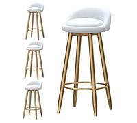 Tabourets Bar Set of 4 s, Velvet with Backrest, Gold Metal Legs and Footrest, Modern Tall Stool for Counter